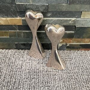 Elegant Silver Heart-Shaped Candle Holders
